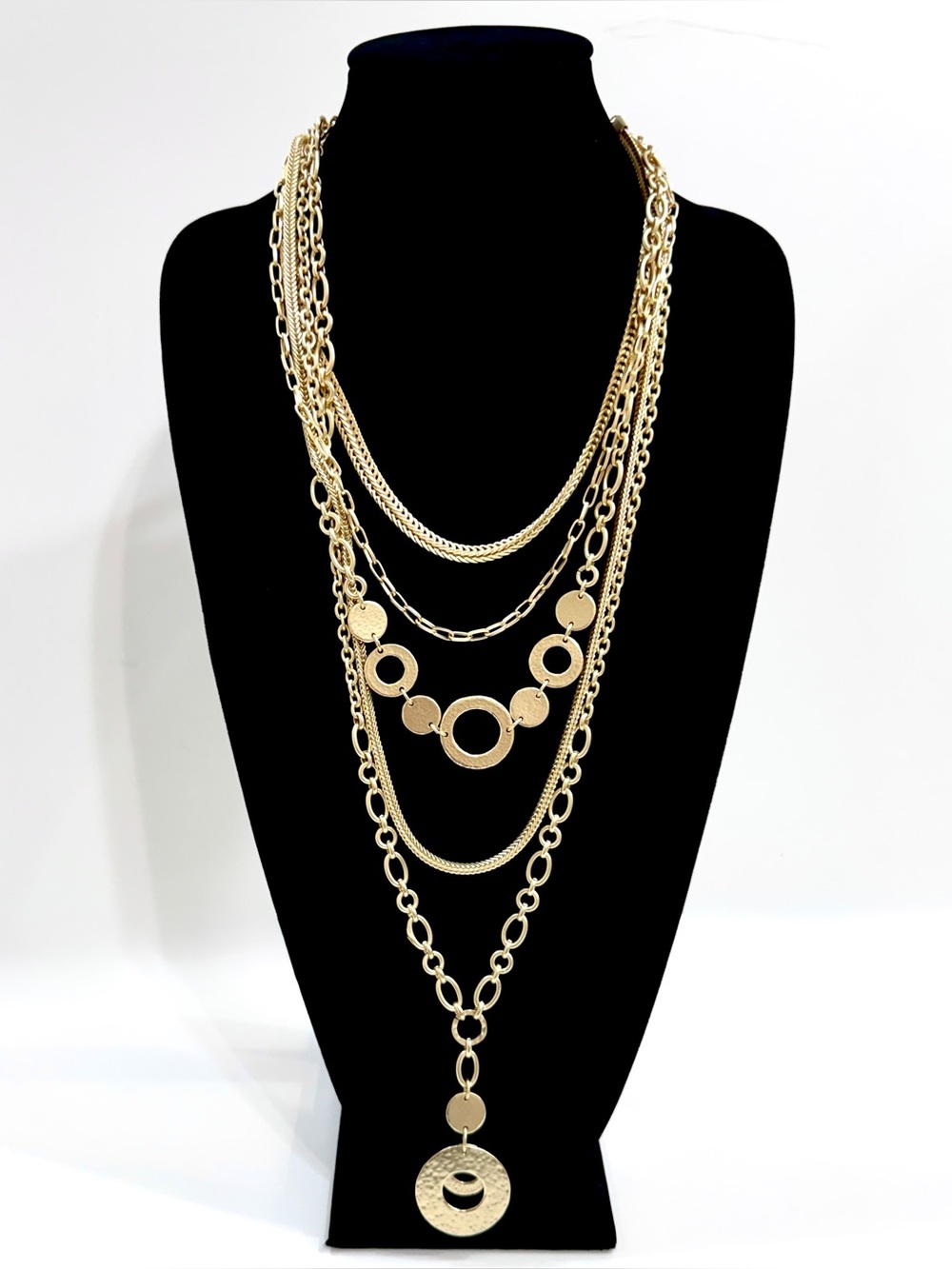 Chico’s Convertible 4-in-1 Gold Layered Statement Necklace NWT $75.50